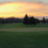A sunset view of a hole at Homestead Golf Course.