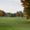 A fall day view from a tee at Black Brook Golf Course & Practice Center.