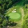 Aerial view of the 18th green at Jasper Hills Golf Club.