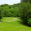 A view of green protected by sand traps at Sharon Woods Golf Course