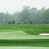A view of green protected by bunkers at Red Hawk Run Golf Course