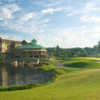 A view of the 18th hole and the clubhouse at Signature of Solon.