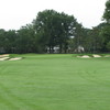 A view of the 2nd green protected by bunkers at Scarlet at Ohio State University Golf Course