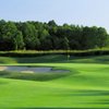 A view of green with bunker on the left at Double Eagle Club
