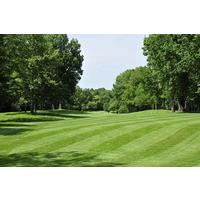 Trees tighten the 15th fairway on the Players Club at Foxfire Golf Club in Lockbourne, Ohio.