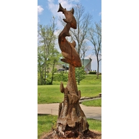 This tree carving sits near the 12th green at Elks Run Golf Club in Batavia, Ohio.